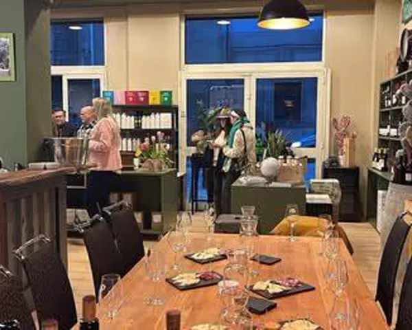 The long table set for a tasting